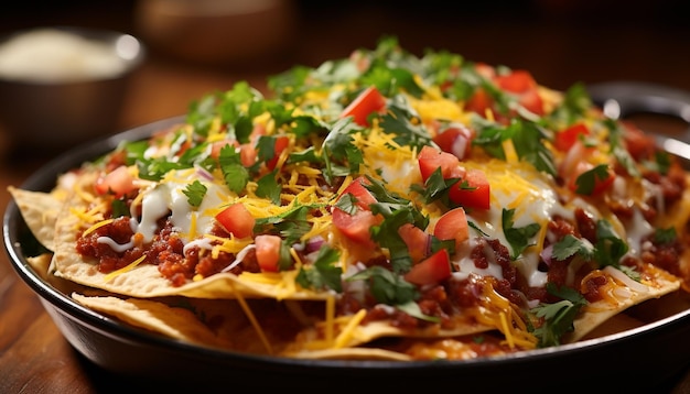 Guacamole frais sur une tortilla croustillante un apéritif gourmet mexicain généré par l'intelligence artificielle