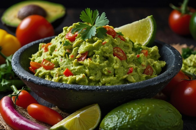 Guacamole et légumes frais