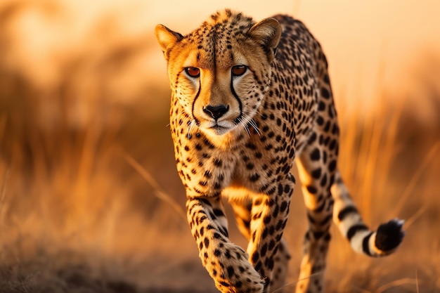 Guépard à l'affût dans la savane