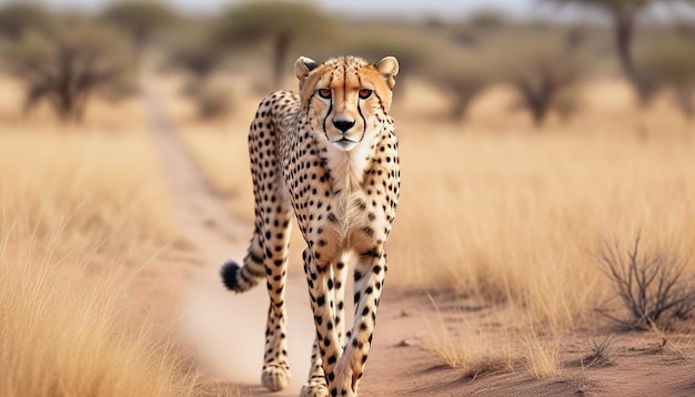 Le guépard africain, chasseur majestueux, se promène dans le désert.