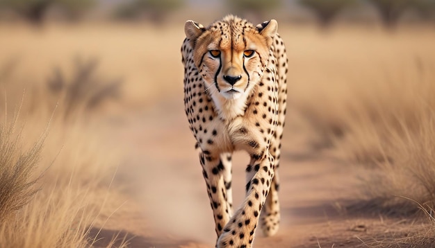 Le guépard africain, chasseur majestueux, se promène dans le désert.