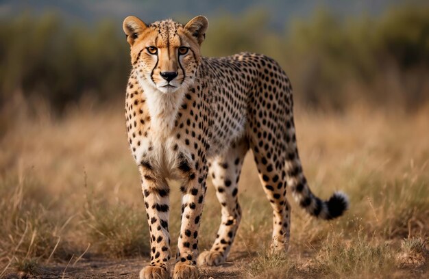 Photo le guépard africain debout dans l'herbe