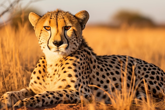 un guépard au milieu d'un champ