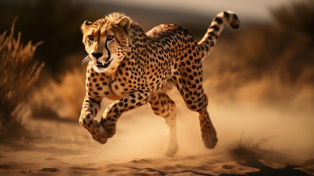 Photo guépard courant vite dans la nature