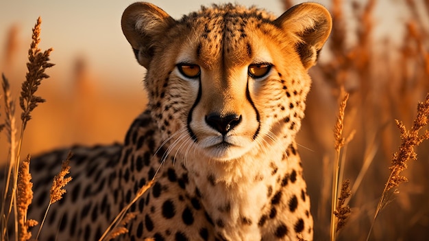 Guépard dans la brousse africaine et les réserves de gibier gros plan photographie animalière