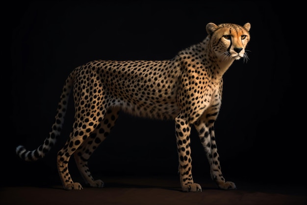 Un guépard à fond noir