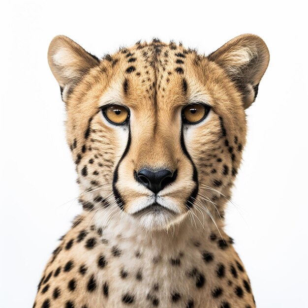 Guépard hyperréaliste sur photographie de fond blanc