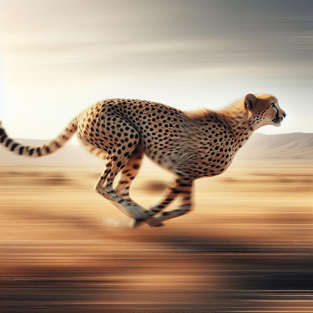 Le guépard en plein sprint Art 3D réaliste