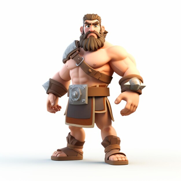 Le guerrier barbu Un affrontement mythologique de clans Style 3D Personnage masculin