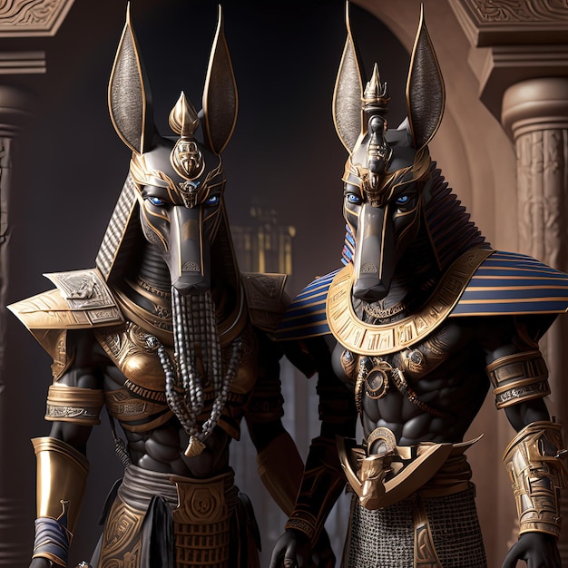 Guerrier dieu Anubis anthropomorphisé en armure