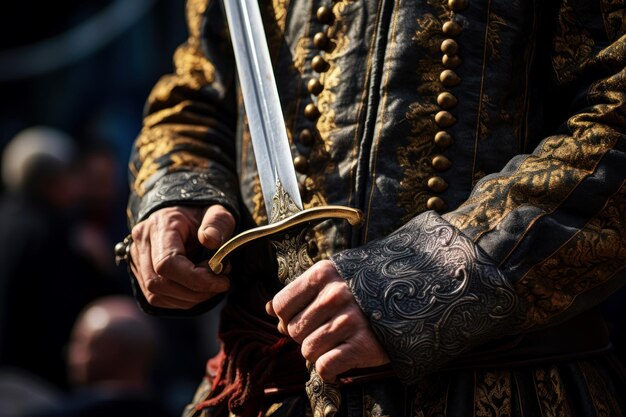 Photo un guerrier médiéval blindé avec une épée.