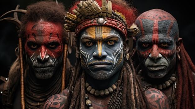 Les guerriers Tambul sont un groupe autochtone vivant dans le district de TambulNebilyer, dans la province des Hautes Terres occidentales, en Papouasie-Nouvelle-Guinée. Leur décoration corporelle est distinctive.