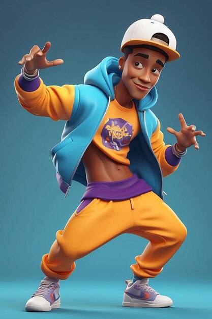 Guide d'illustration d'animation 3D du personnage de dessin animé Breakdancer