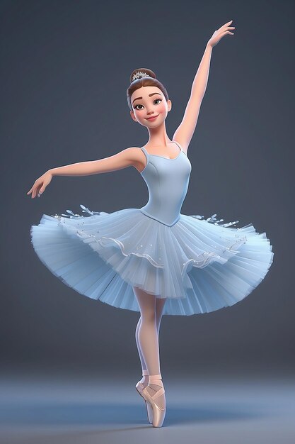 Guide d'illustration d'animation 3D du personnage de dessin animé du chorégraphe de ballet