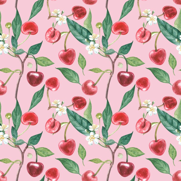 Guirlande aquarelle dessinée à la main de fleurs de cerisier et de feuilles