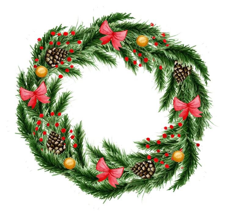 Photo guirlande de noël aquarelle avec des décorations.