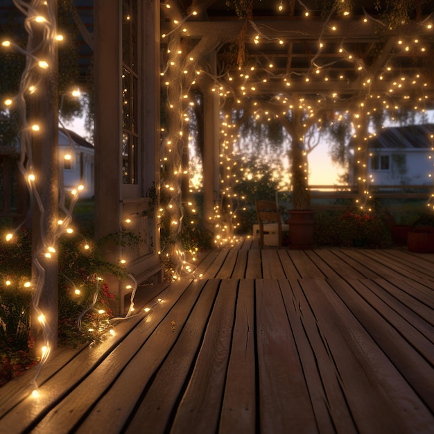 Une guirlande de Noël illuminée dans un cadre tranquille