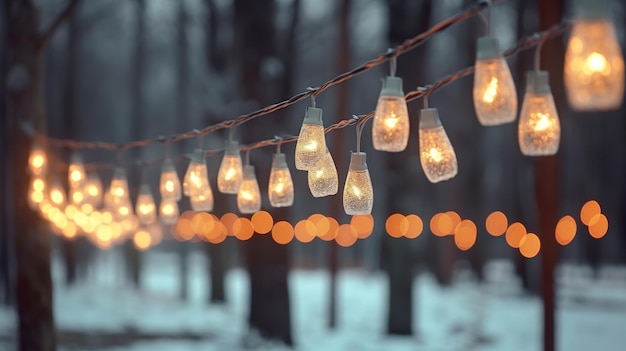 Une guirlande de Noël illuminée dans un cadre tranquille