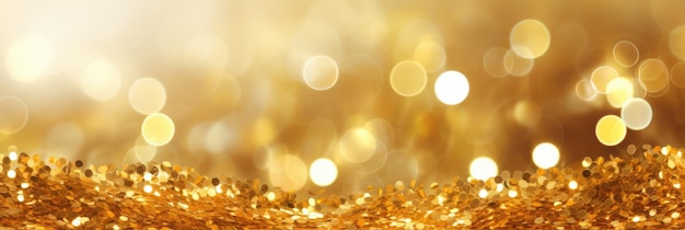 Guirlande scintillante Golden Festive Bokeh pour bannières Web et arrière-plans à Noël et au Nouveau