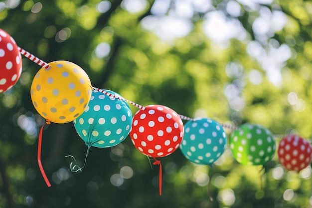 Photo guirlandes et ballons de fête à l'hélium