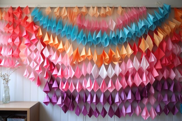 Des guirlandes de papier colorées pour une fête d'anniversaire