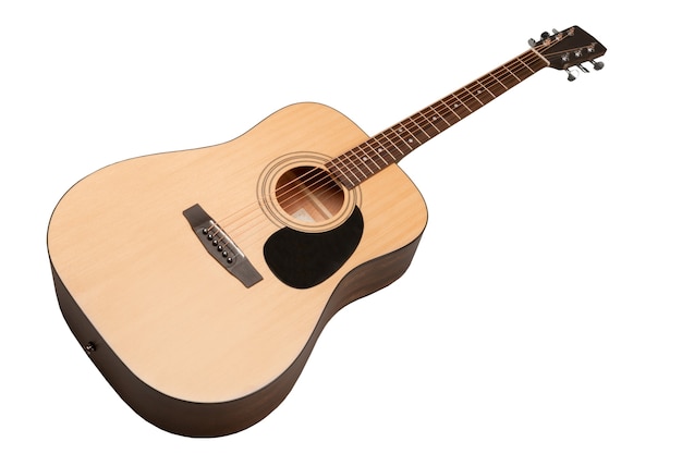 Guitare acoustique classique isolé sur fond blanc