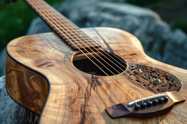 Guitare en bois acoustique chaude Générer Ai