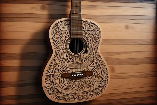 Guitare en bois avec un trou de son