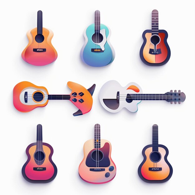 une guitare colorée avec un dessin coloré dessus