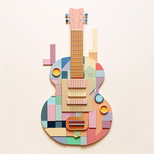 une guitare colorée avec le mot " miel " dessus.