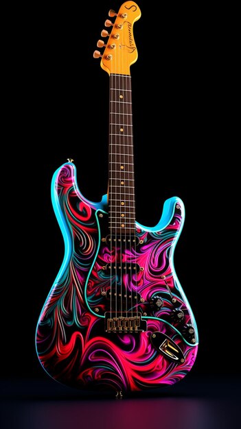 Une guitare colorée