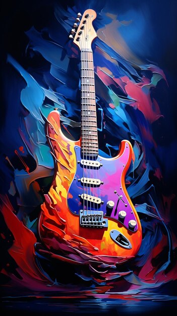 Photo une guitare colorée