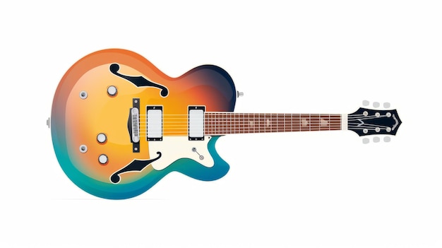 Guitare à couleurs à plusieurs pointes, style d'illustration du milieu du siècle avec une énergie brute