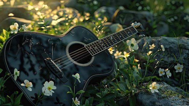 La guitare dans la nature AI générative