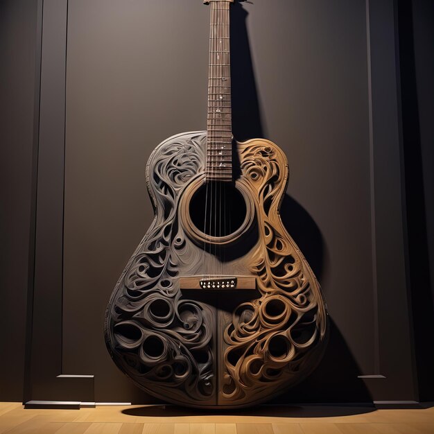 Photo guitare dans le studio design d'intérieur moderne avec guitare