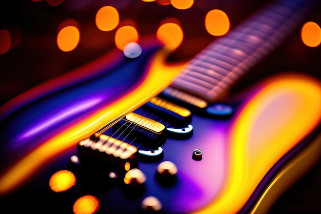 Guitare électrique avec fond bokeh