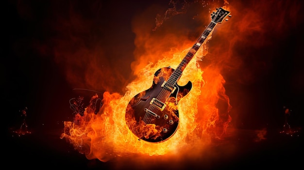 guitare en feu