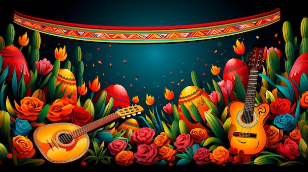 guitare et fleurs sur scène