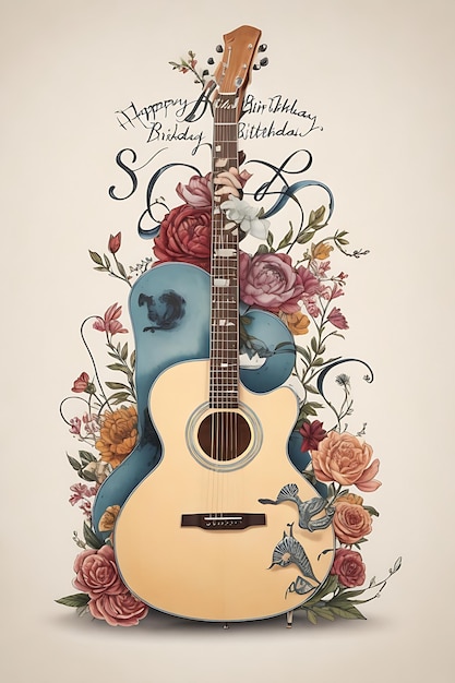 Guitare avec des fleurs