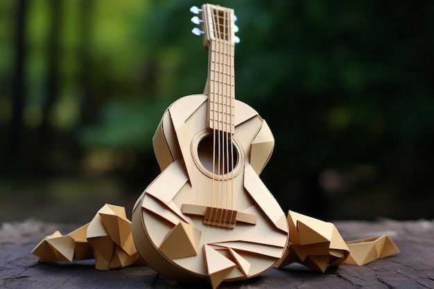 une guitare origami en papier