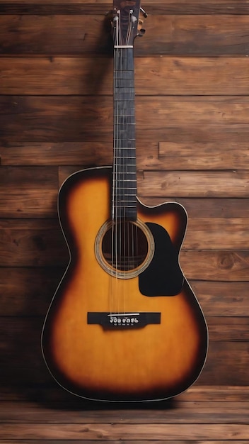 Guitare et plaid sur un fond en bois vue sur le dessus