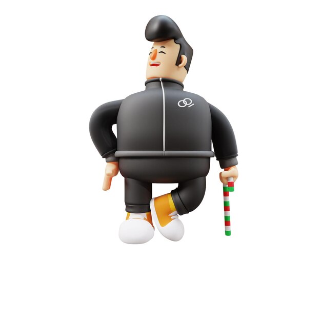 Guitariste jeune dans un personnage de dessin animé en 3D avec Candy Cane Boy Cartoon