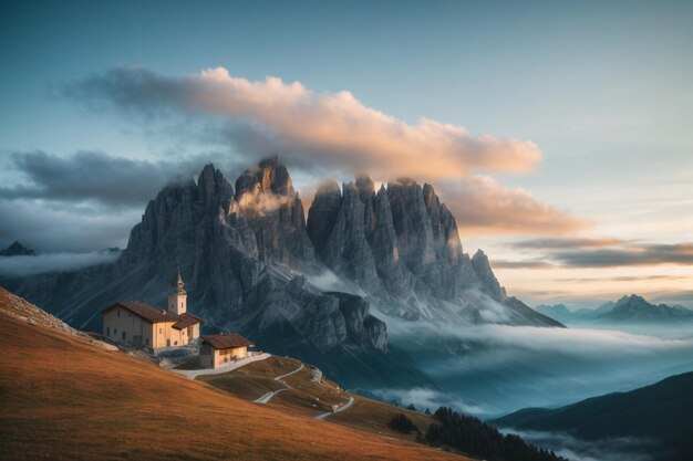 Photo la gusela nuvolau groupe dolomites du tyrol du sud montagnes passo giau dolomites italie