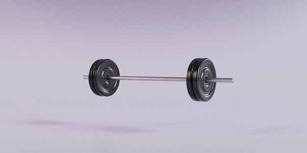 Gym Barbell Et Fond Bleu Rendu 3d