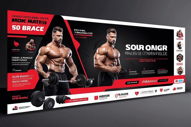 Photo gym fitness médias sociaux banner web modèle de conception pour le club de santé poste publicitaire numérique de fitness de santé