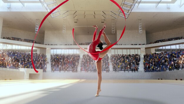 Gymnaste rythmique dans l'arène professionnelle