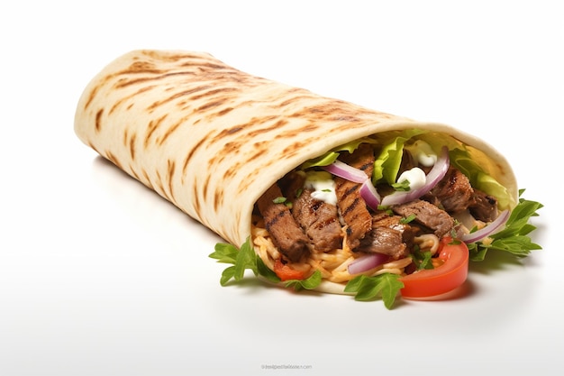 Gyro Wrap sur fond blanc Ai générative