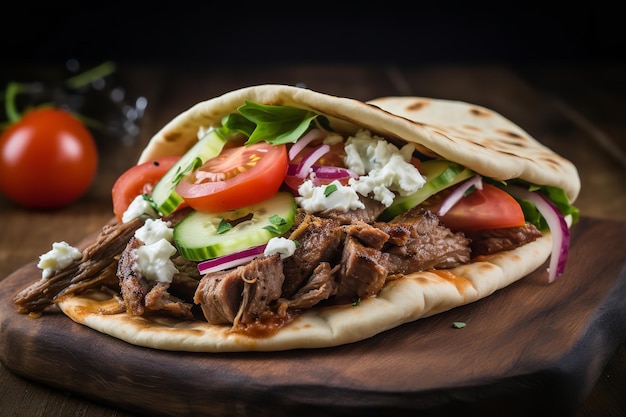 Gyros grecs alléchants sur pain pita