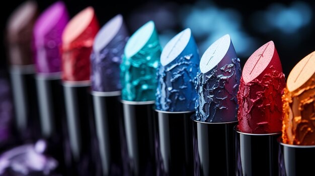 H _LipstickFashion_Colorful_Lipsticks_over_blac_4dD Image photographique de fond d'écran 8K