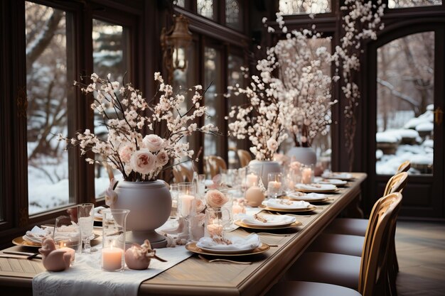 l'habillage de table de mariage en hiver